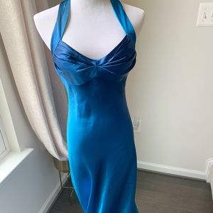 Turquoise iridescent evening gown